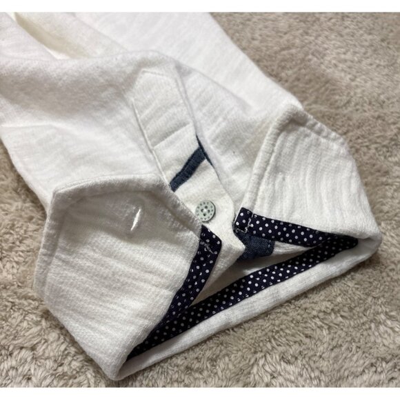 Robert Graham Shirt Mens White Blue Detail Long Sleeve ButtonUp T Shirt XL Pocke - Picture 10 of 11